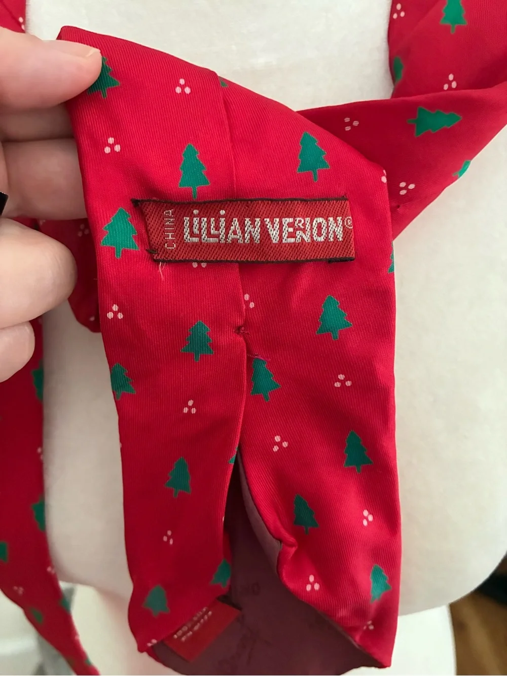 Vintage silk Men's Red Holiday Tree Pattern Tie